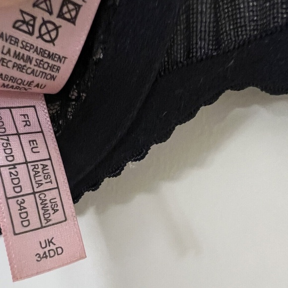 AGENT PROVOCATEUR PINK AND BLACK LACE UNDERWIRE BRA - 34DD - Picture 5 of 5